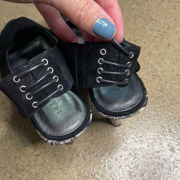 BCBGirls Worker Suede & Snake Embossed Leather Platform Slingback Heels 7.5 Blac - Picture 12 of 13